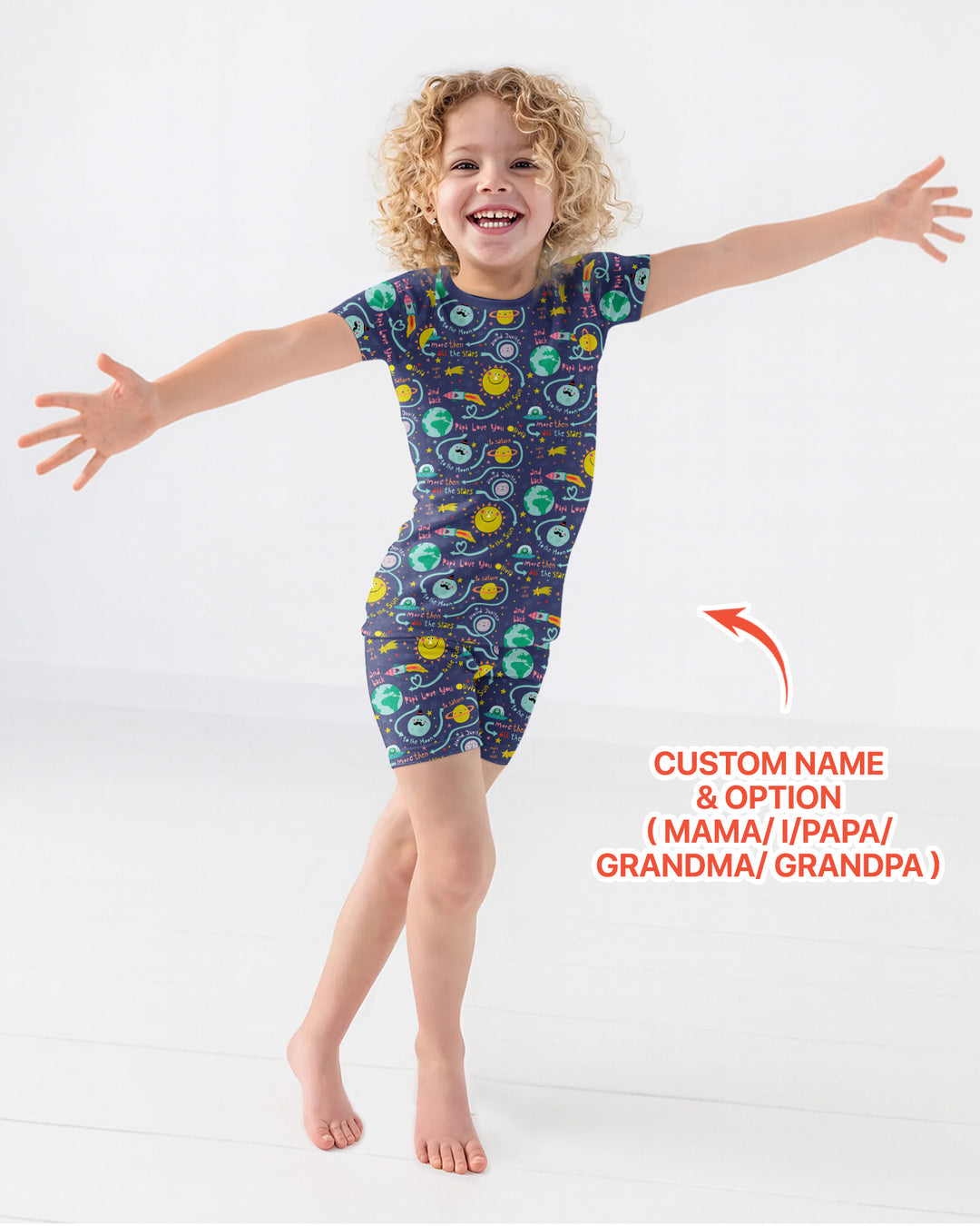 Love to the Moon and Back  Bamboo Two Piece Short Sleeve Shorts Pajama Set