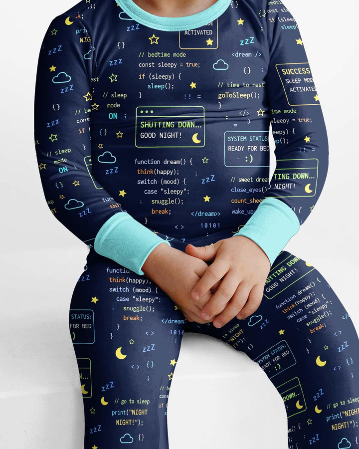 Pijama de dos piezas de bambú de manga larga para padre e hijo, con diseño de "It Techy Job Matching"