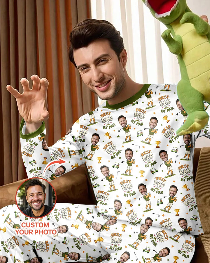 Custom Photo Daddy's Little Caddie Daddy & Me Matching Bamboo Men's Pajama Set