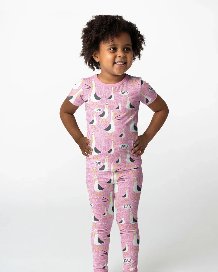 Conjunto de Pijama de Manga Corta de Bambú de Dos Piezas con Gaviota Divertida para PAPÁ