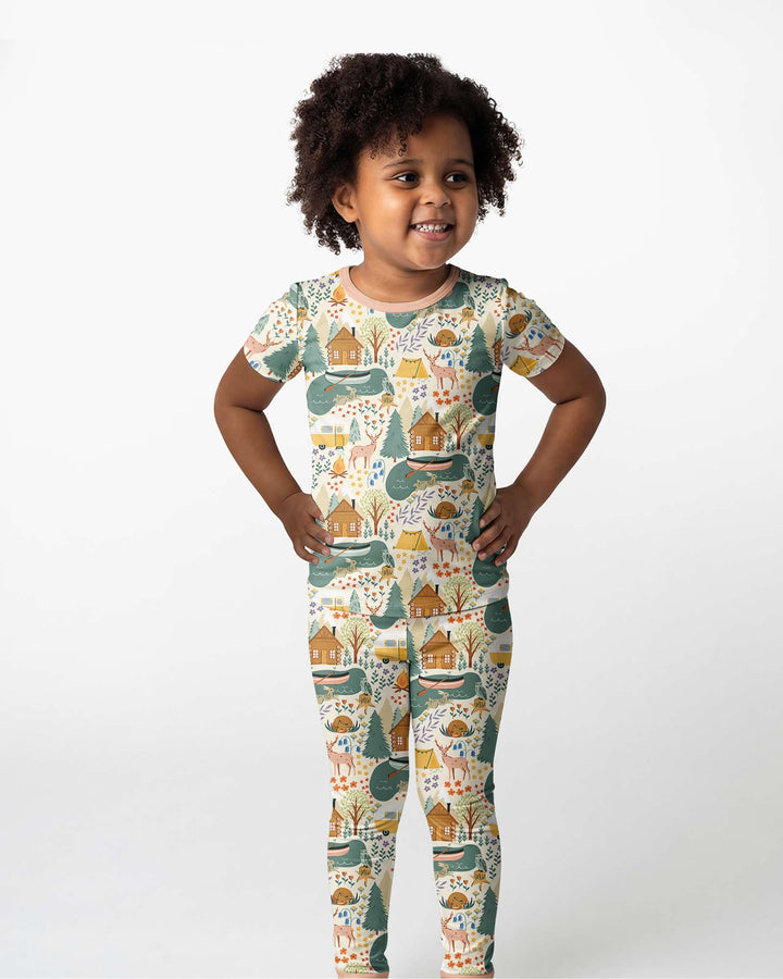 Conjunto de pijama de dos piezas de manga corta de bambú