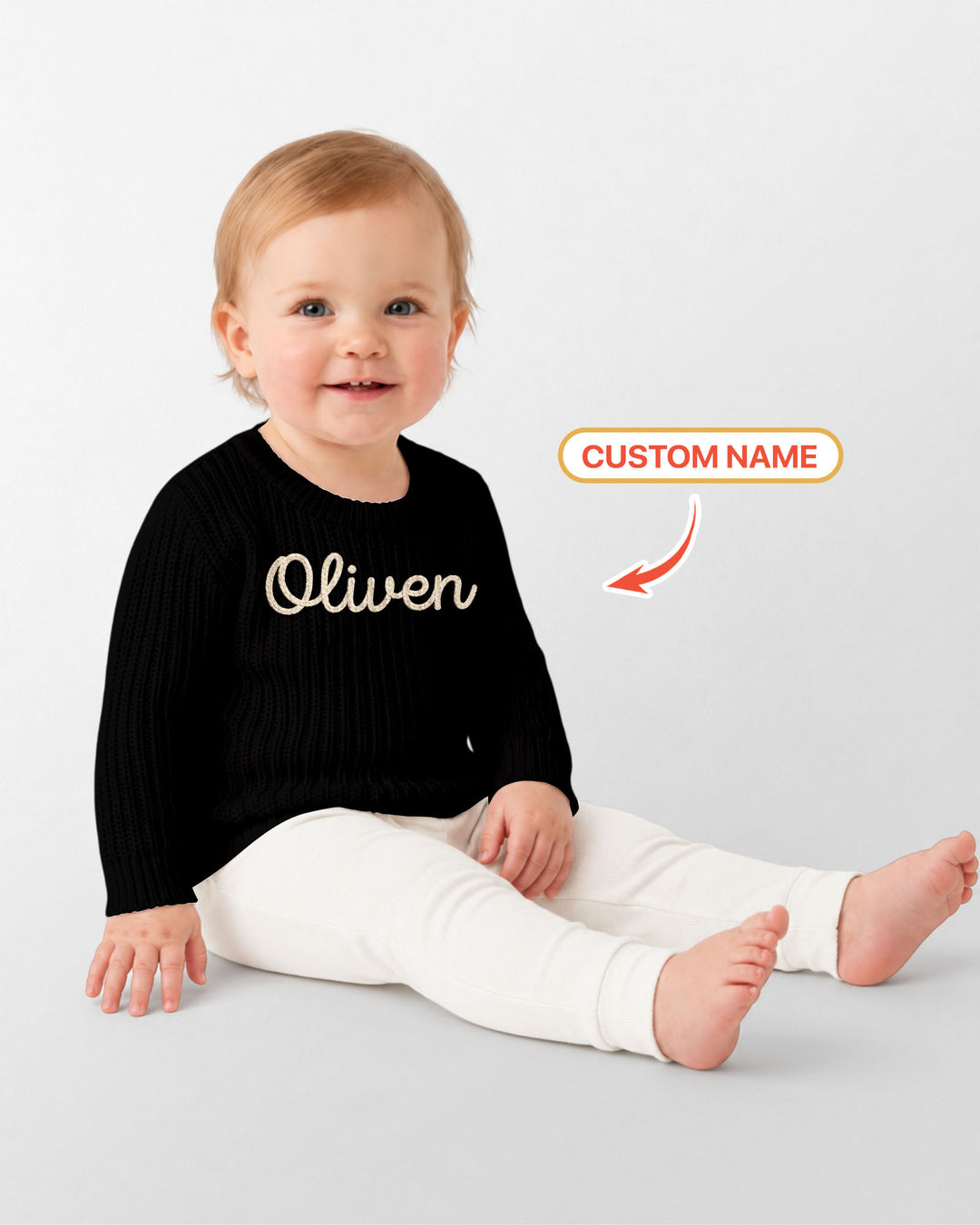 Embroidered Baby Name Bamboo Knit Sweater Bubble