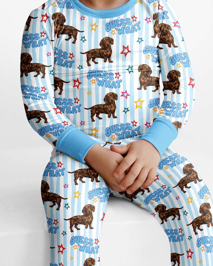 Guess What? Wiener Butt! Bamboo Two Piece Long Sleeve Pajama Set
