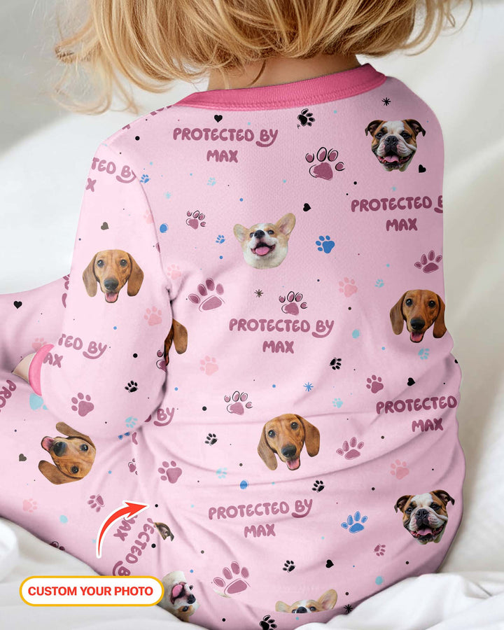 Fotos personalizadas de perros "Protegido por" Pawfect Pink Bamboo Convertible Zippy