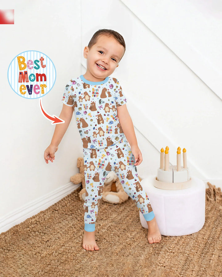 Best Mama Bear Ever Family Matching Bamboo Two Piece Short Sleeve Pajama Set