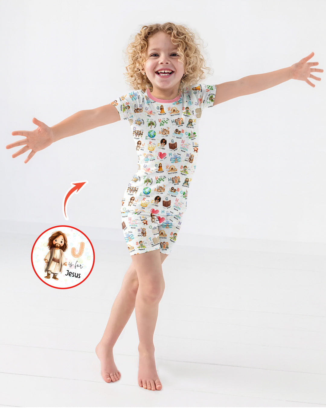 Template Zweiteiliges Pyjama-Set mit kurzen Ärmeln und Shorts