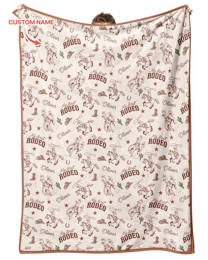 Custom Name First Rodeo Family Matching Bamboo Blanket