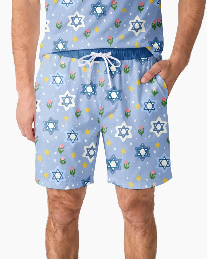 Starry Bloom Blessings Family Matching Bamboo Men Short Sleeve Short Pajama Set