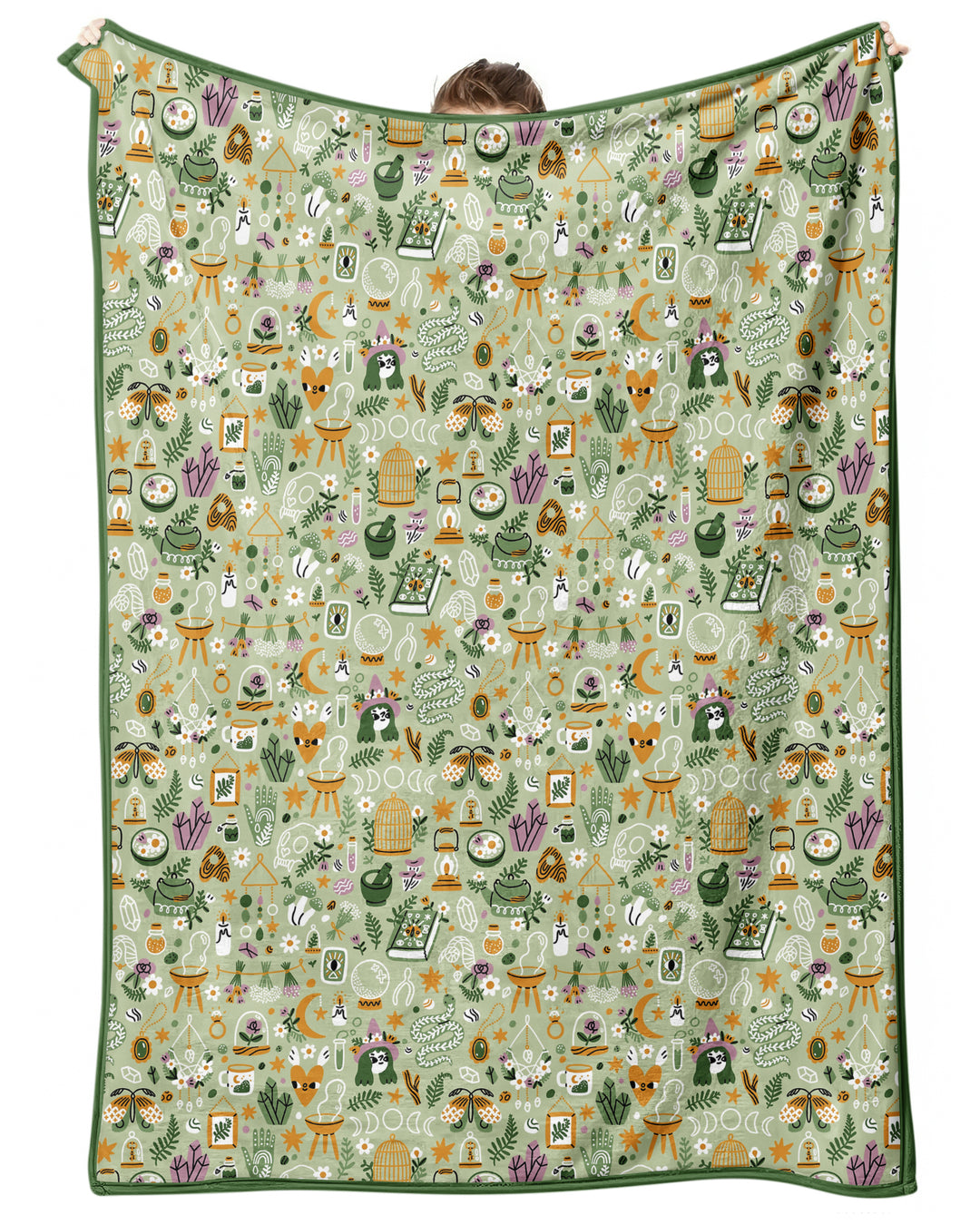 Boho Witchy Celestial Magic Floral Bamboo Blanket
