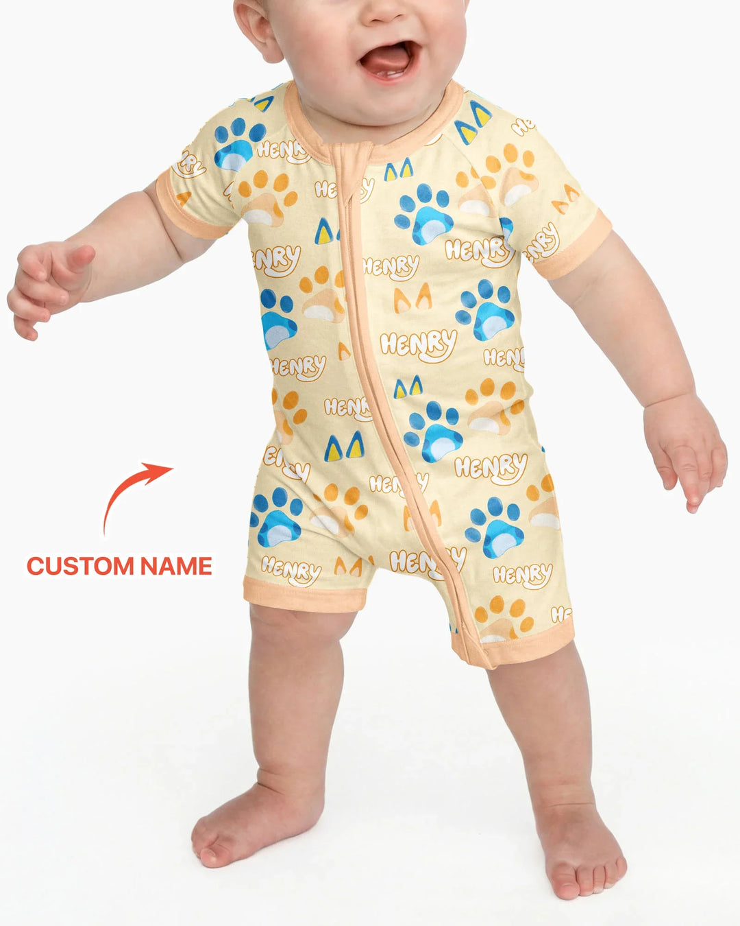 Custom Name Favourite Blue Dog Family Matching Bamboo Shorty Zippy