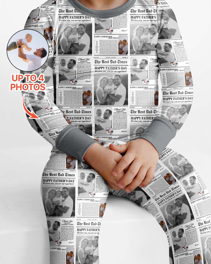 Custom Photo The Best Dad Times Bamboo Two Piece Long Sleeve Pajama Set