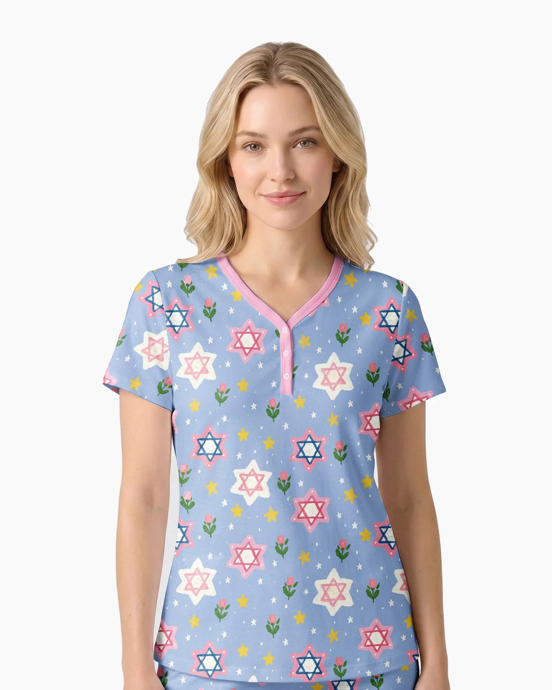 Starry Bloom Blessings Family Matching Bamboo Women Short Sleeve Short Pajama Set