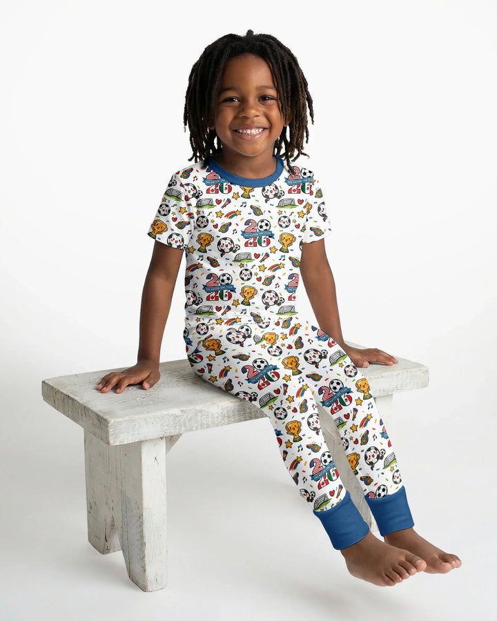 Soccer Fever 2026 Family Matching Bamboo Two Piece Short Sleeve Pajama Set