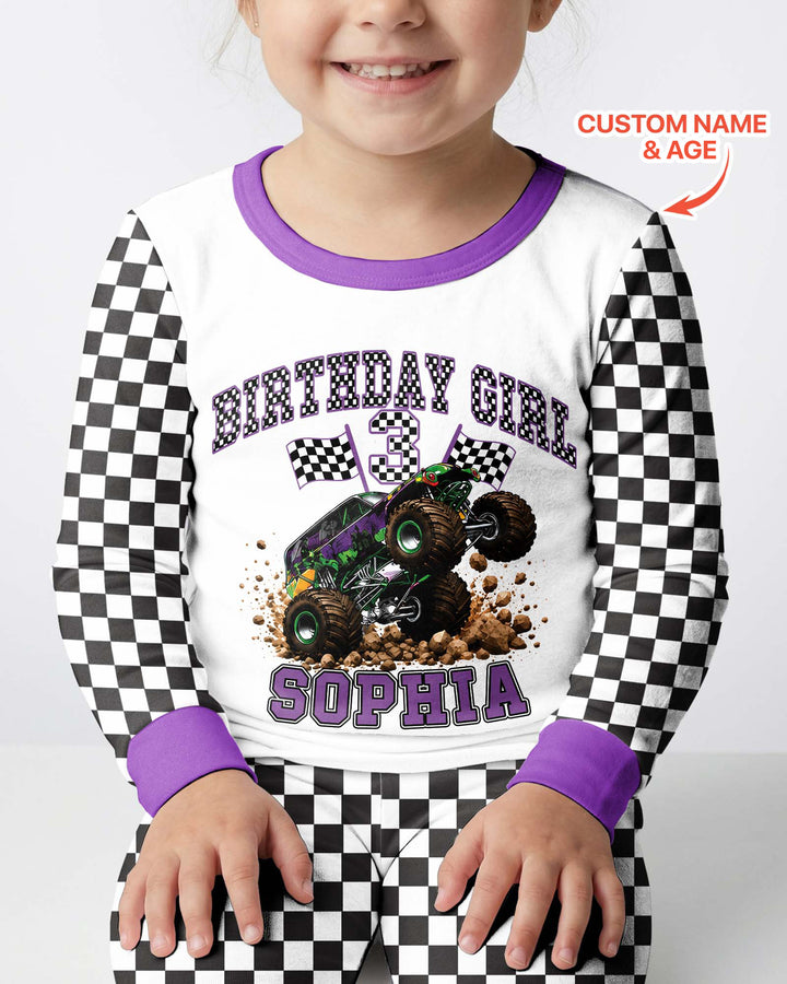 Custom Monster Truck Birthday Bamboo Two Piece Long Sleeve Pajama Set