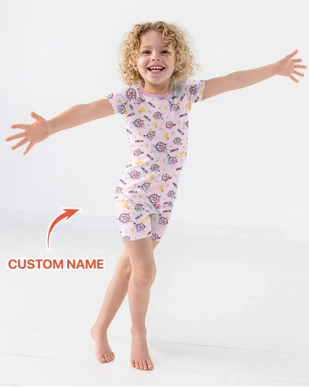 Conjunto de pijama de dos piezas de bambú a juego para papá futbolero, de manga corta y pantalones cortos, con nombre personalizado