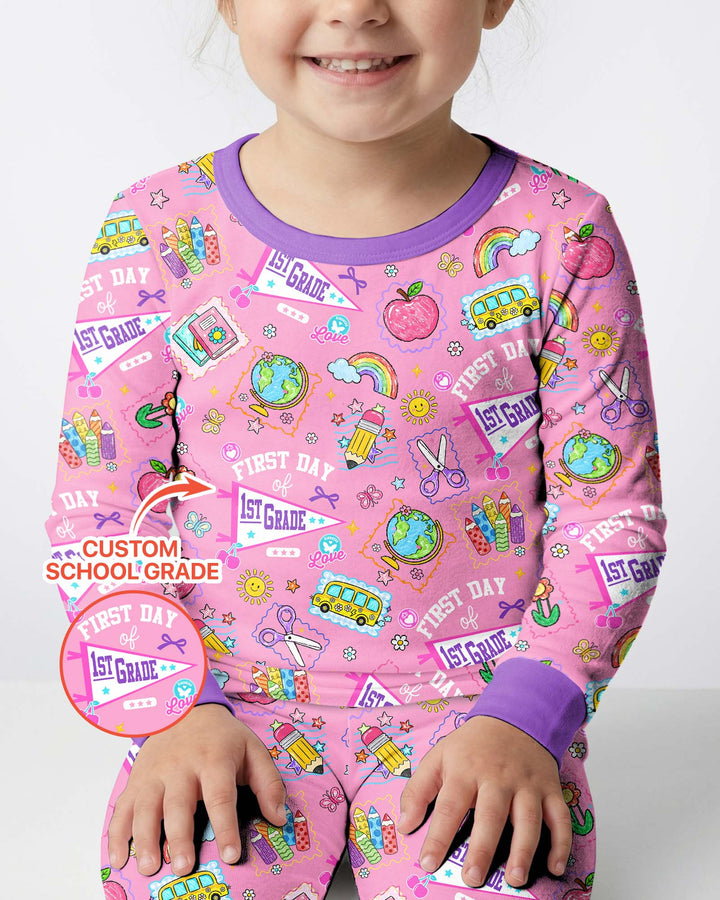 Zweiteiliges Langarm-Pyjama-Set mit Sommerfrüchten