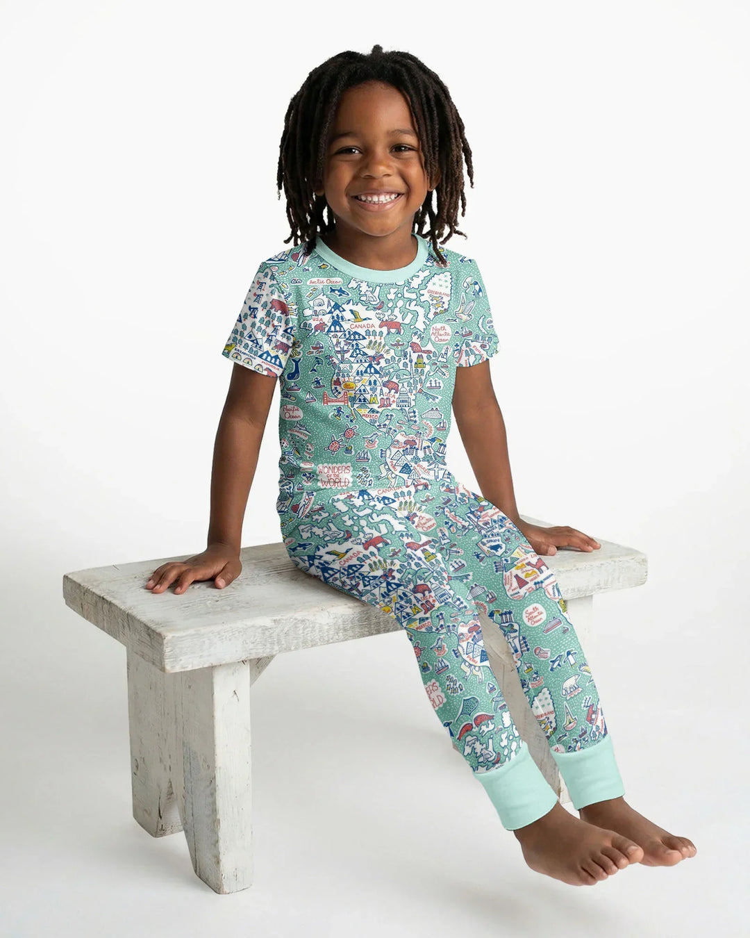 Hello World Wonders Bamboo Two Piece Short Sleeve Pajama Set