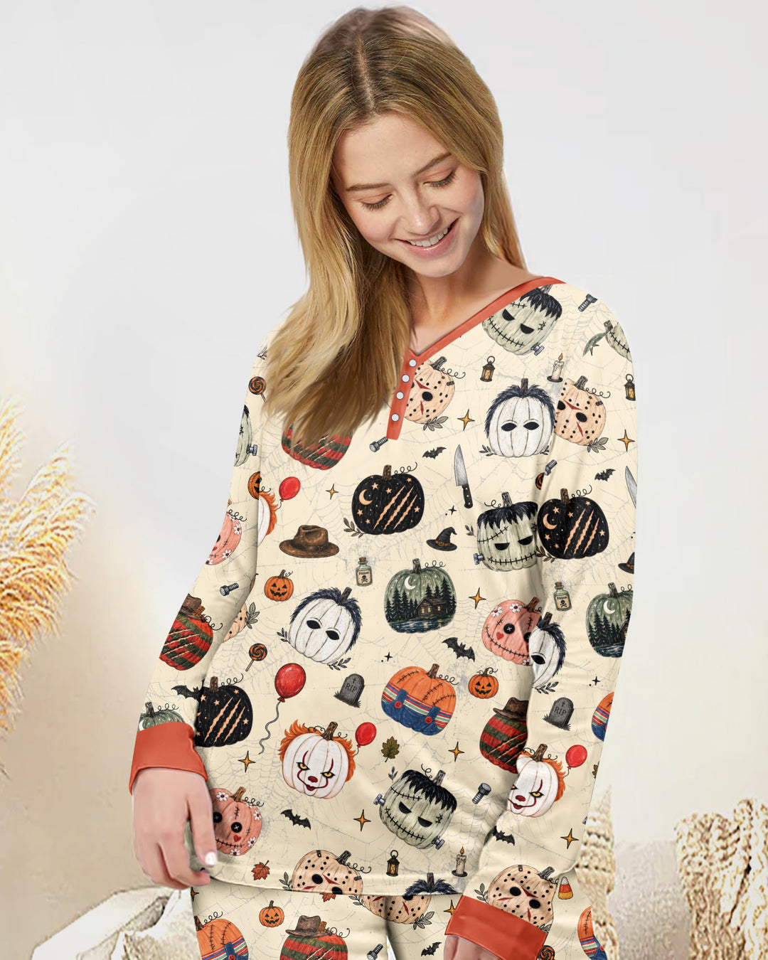 Horror Movie Pumpkins Bamboo Women Pajama Set
