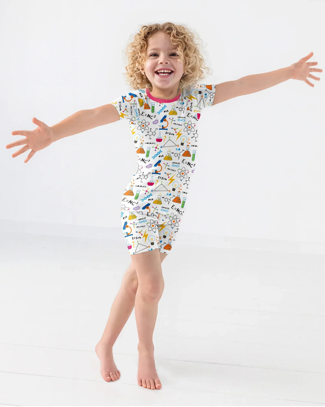 Science Explorer Family Matching Bamboo Two Piece Short Sleeve Shorts Pajama Set