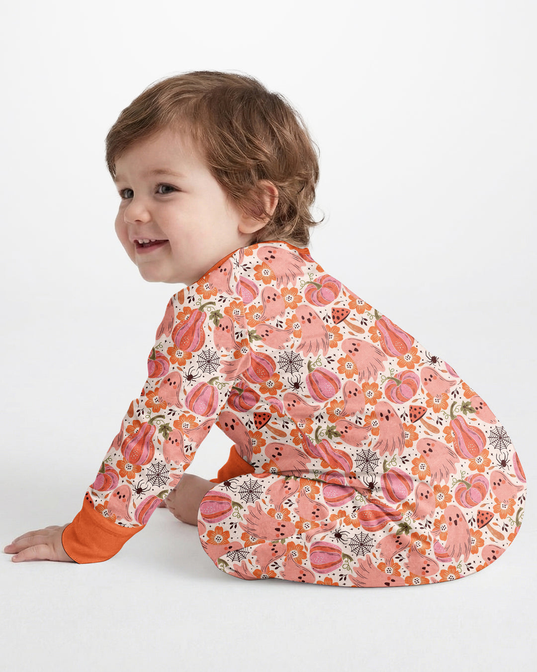 Pink Ghost Pumpkin Fall Floral Halloween Bamboo Convertible Zippy