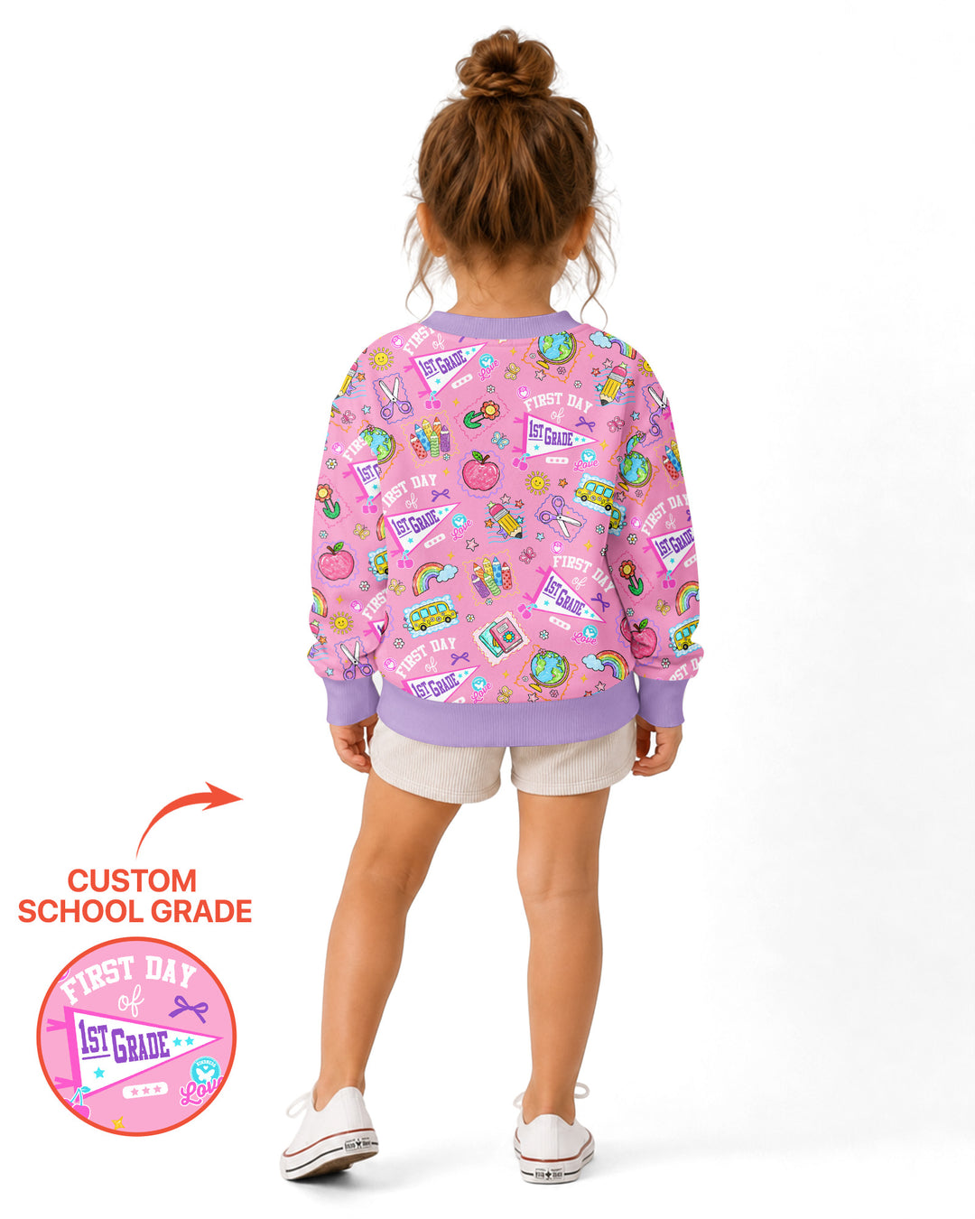 Custom Grade Girls School First Day Bamboo Crewneck Sweatshirt