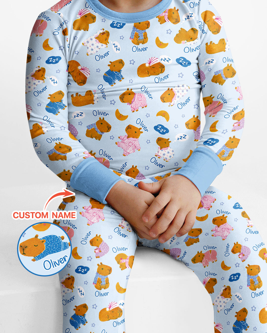 Cozy Capybara Dreams Bamboo Two Piece Long Sleeve Pajama Set