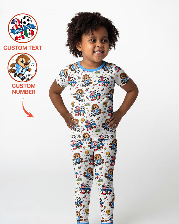 Conjunto de pijama de dos piezas de bambú de manga corta, plantilla personalizada
