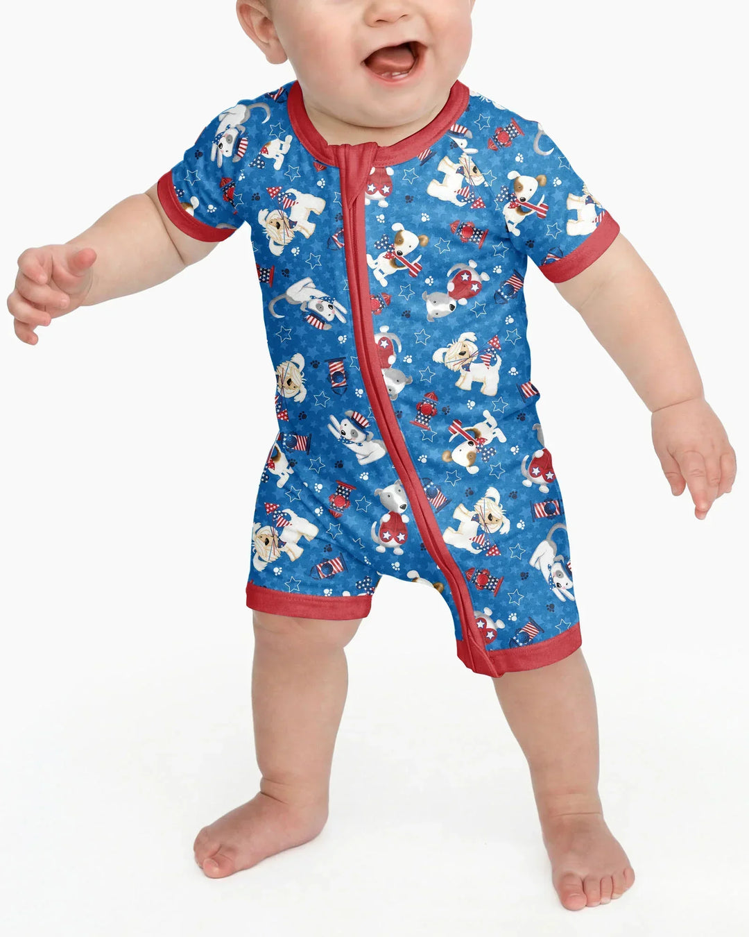 Red, White & Woof Family Matching Bamboo Shorty Zippy