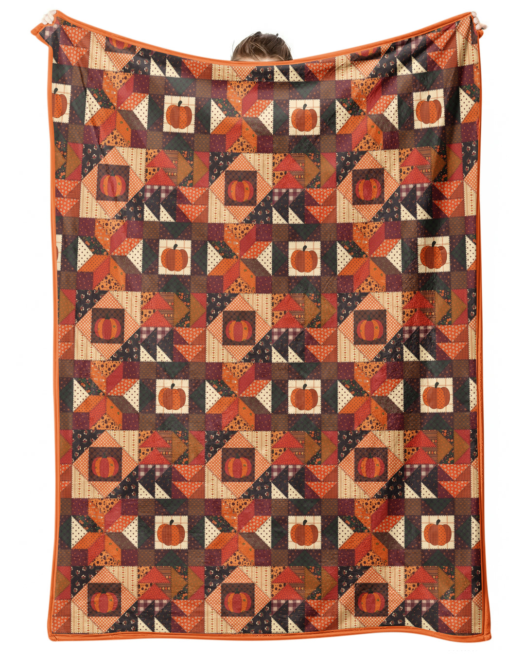Vintage Pumpkin Patchwork Fall Bamboo Blanket