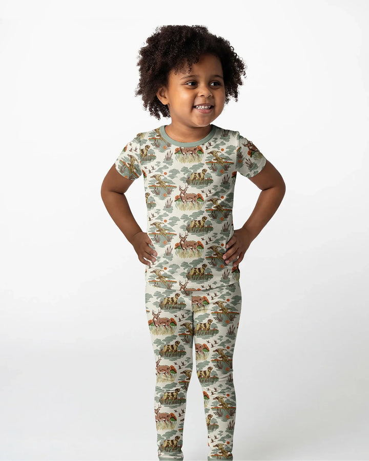 Conjunto de pijama de dos piezas de manga corta de bambú
