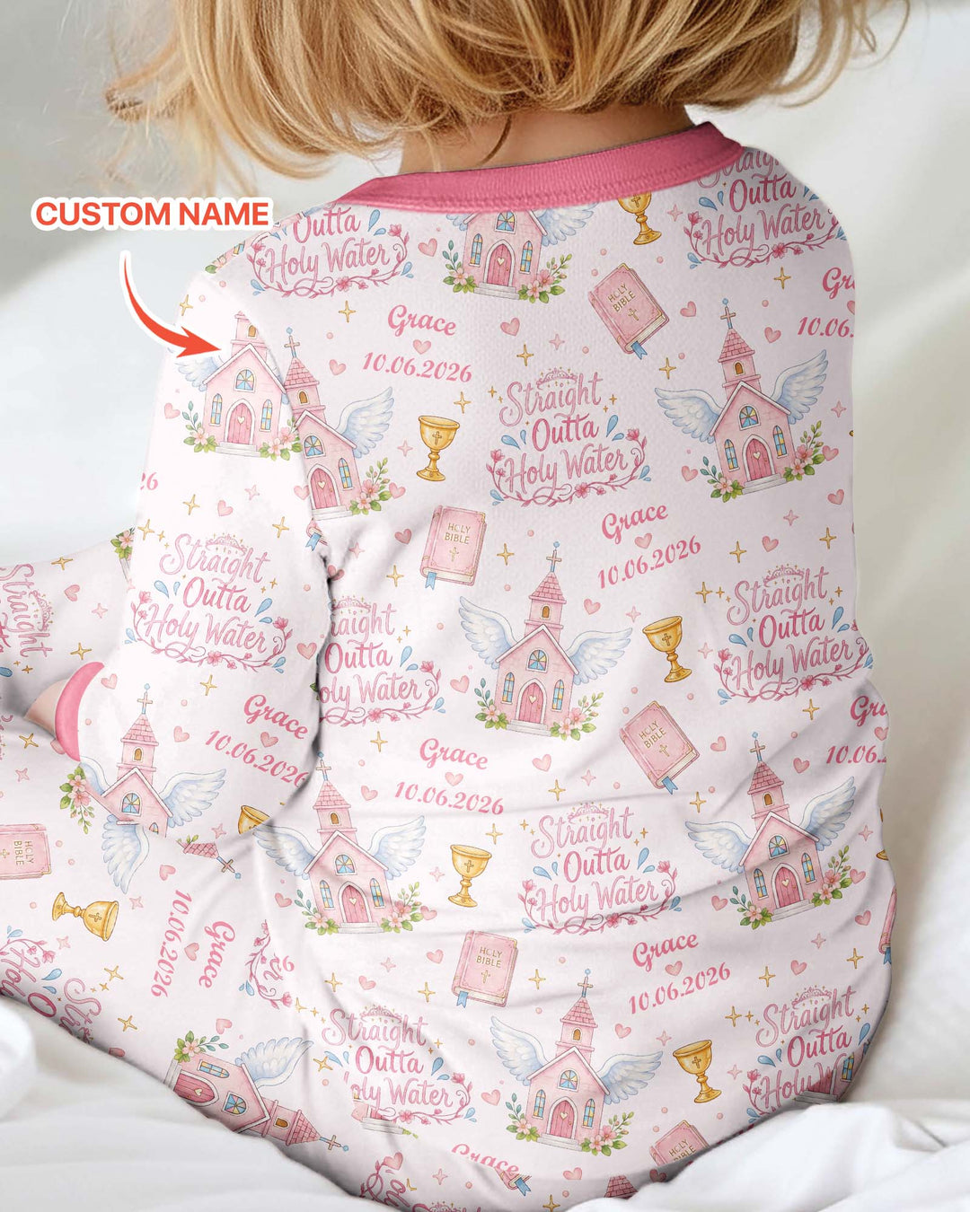 Custom Name Baptism Christening Straight Outta Holy Water Bamboo Convertible Zippy
