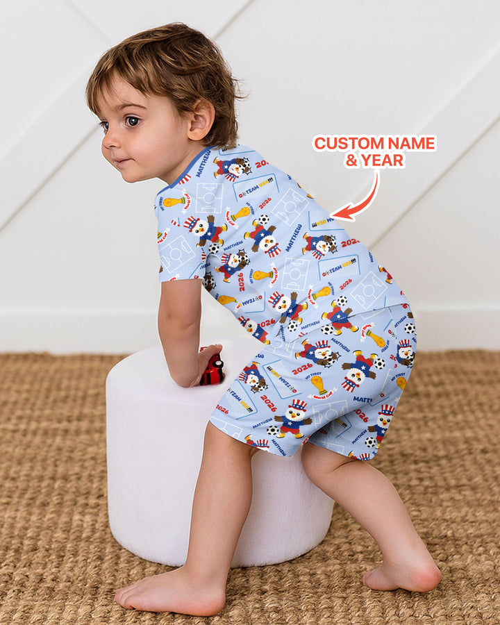 Pijama de bambú de dos piezas de manga corta con pantalón corto, plantilla personalizada