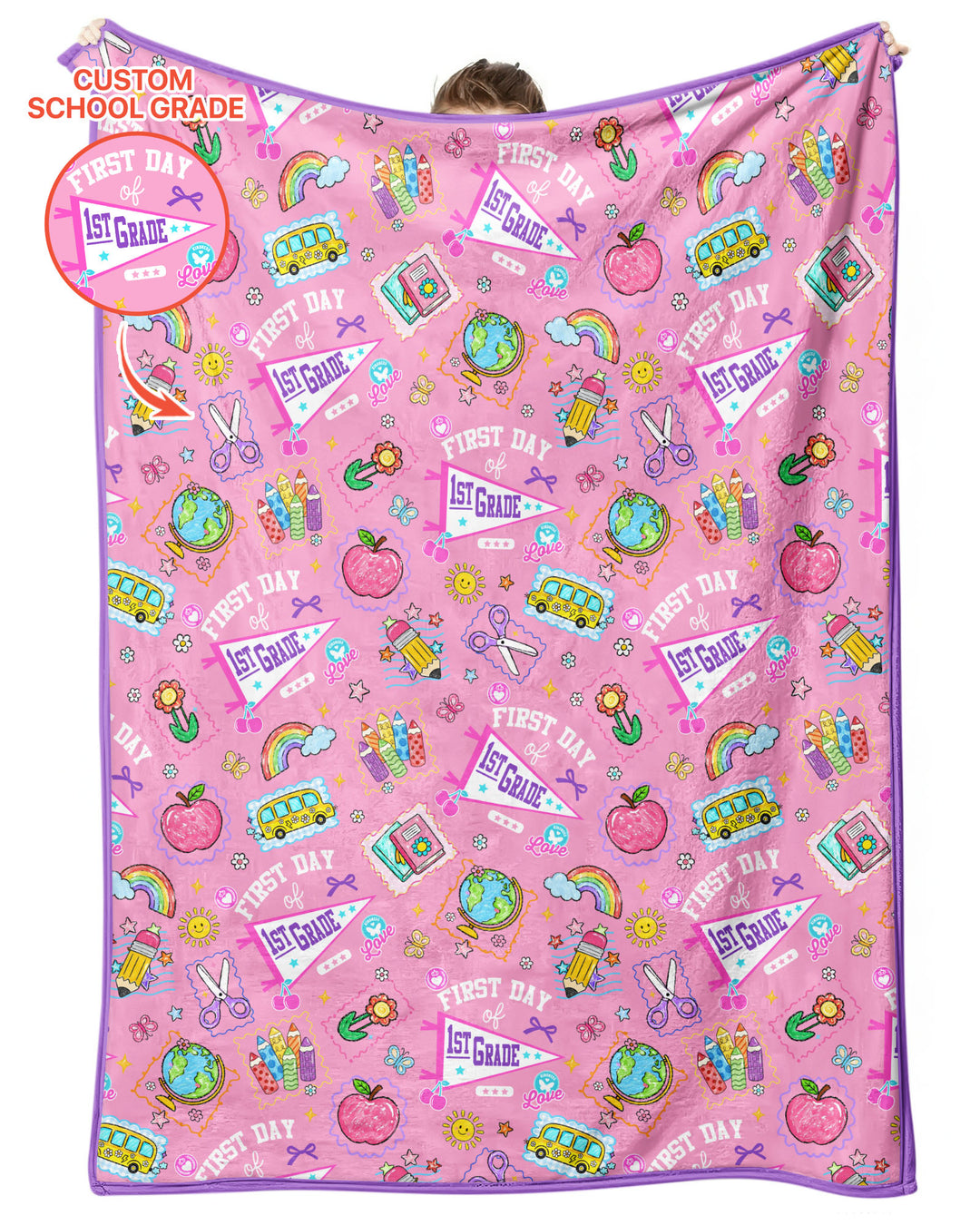Custom Grade Girls School First Day Bamboo Blanket
