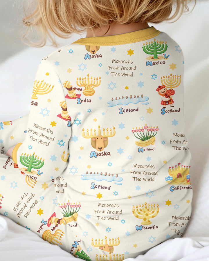 Menorahs From Around The World Bamboo Two Piece Long Sleeve Pajama Set