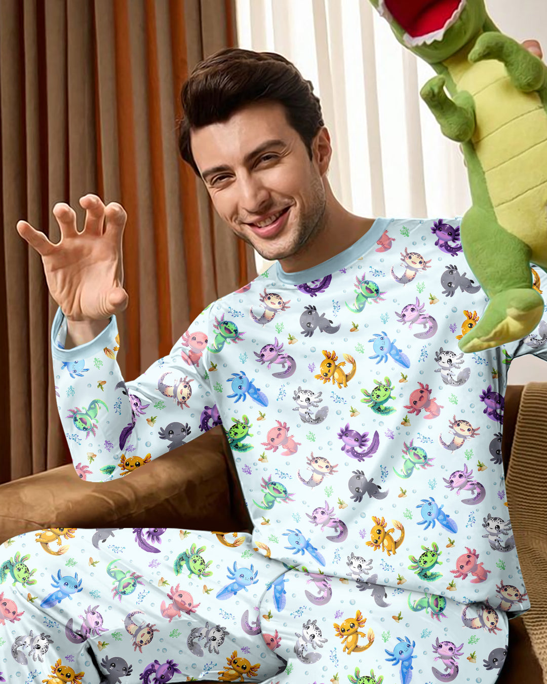 I Love You Axolotl Bamboo Men's Pajama Set