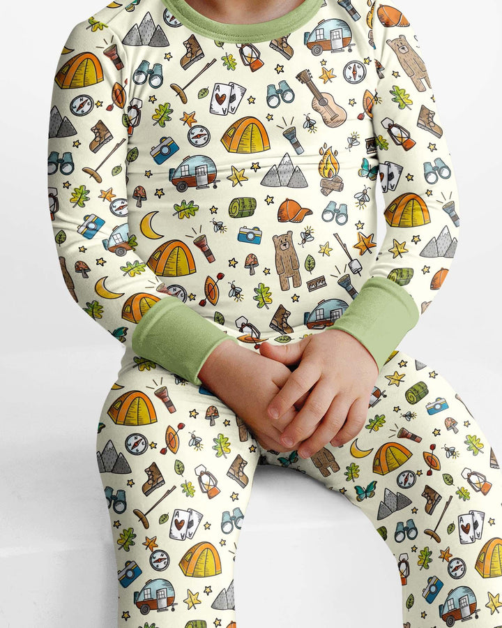 Love Camping Matching Family Bamboo Two Piece Long Sleeve Pajama Set