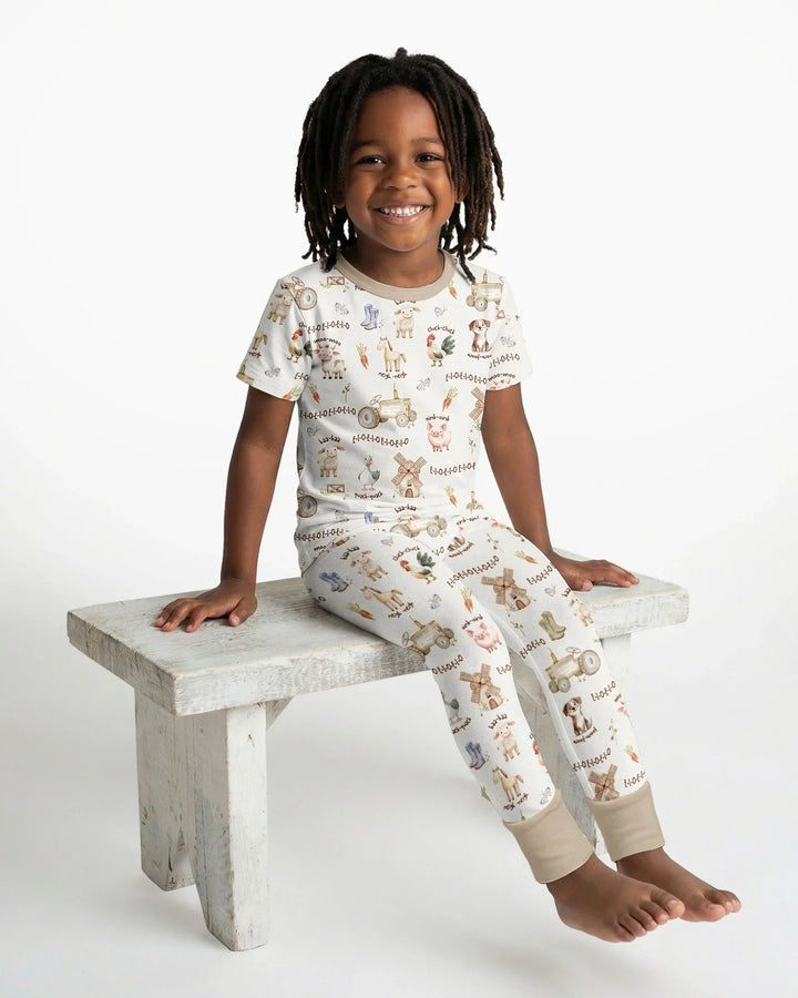 Old McDonald Farm Family Matching Bamboo Two Piece Short Sleeve Pajama Set