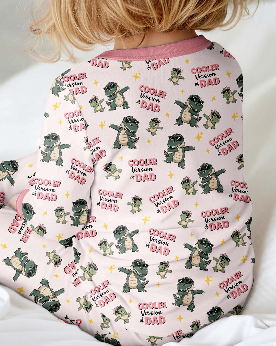 Divertido pijama de bambú convertible con cremallera de dinosaurio para papá e hijo a juego