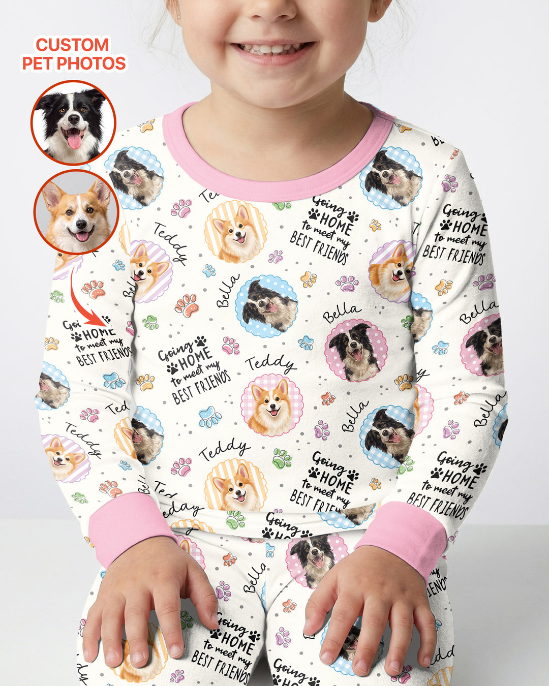 Custom Pet Photo My First Best Friend Bamboo Two Piece Long Sleeve Pajama Set