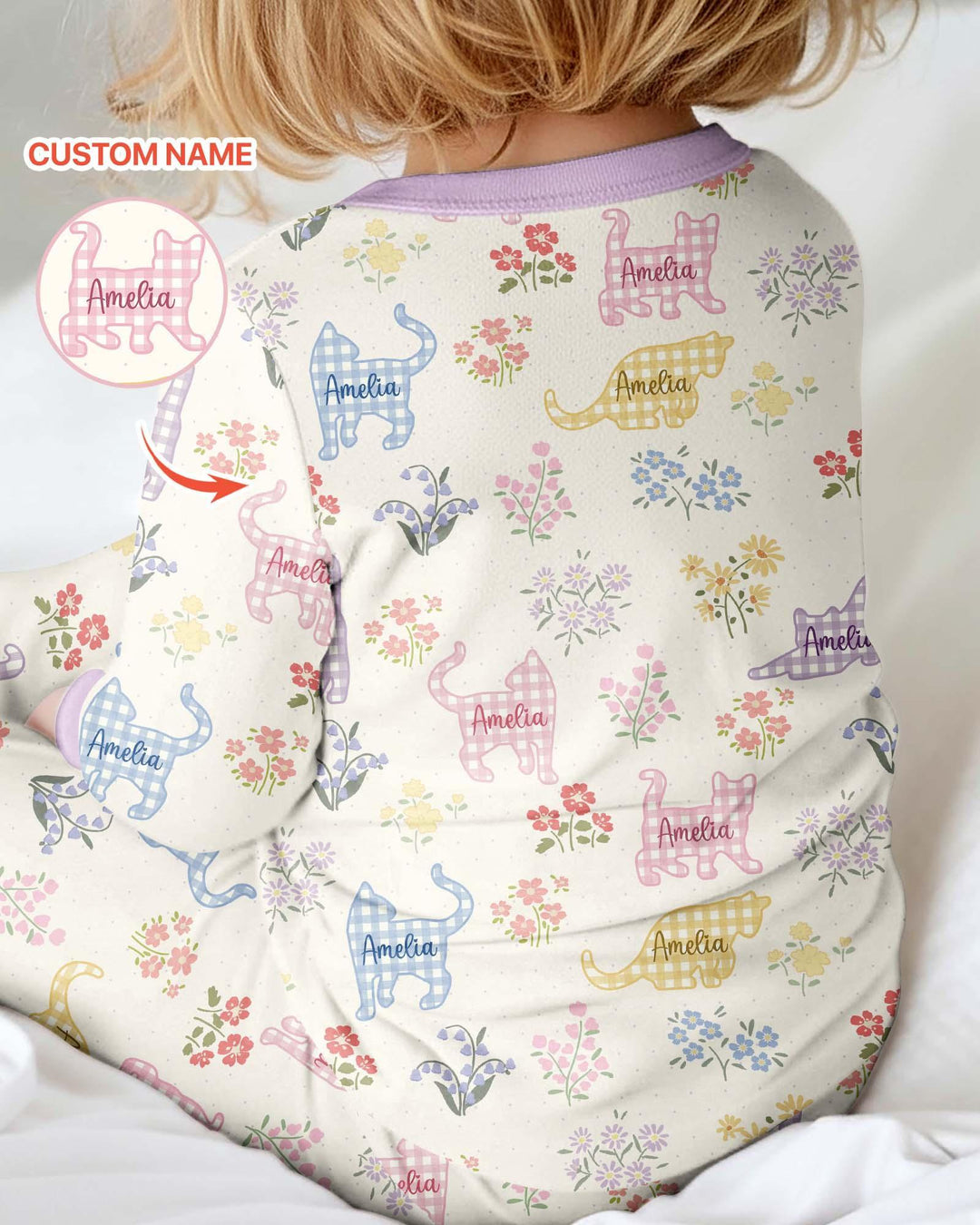 Gingham Cats Custom Name Bamboo Convertible Zippy