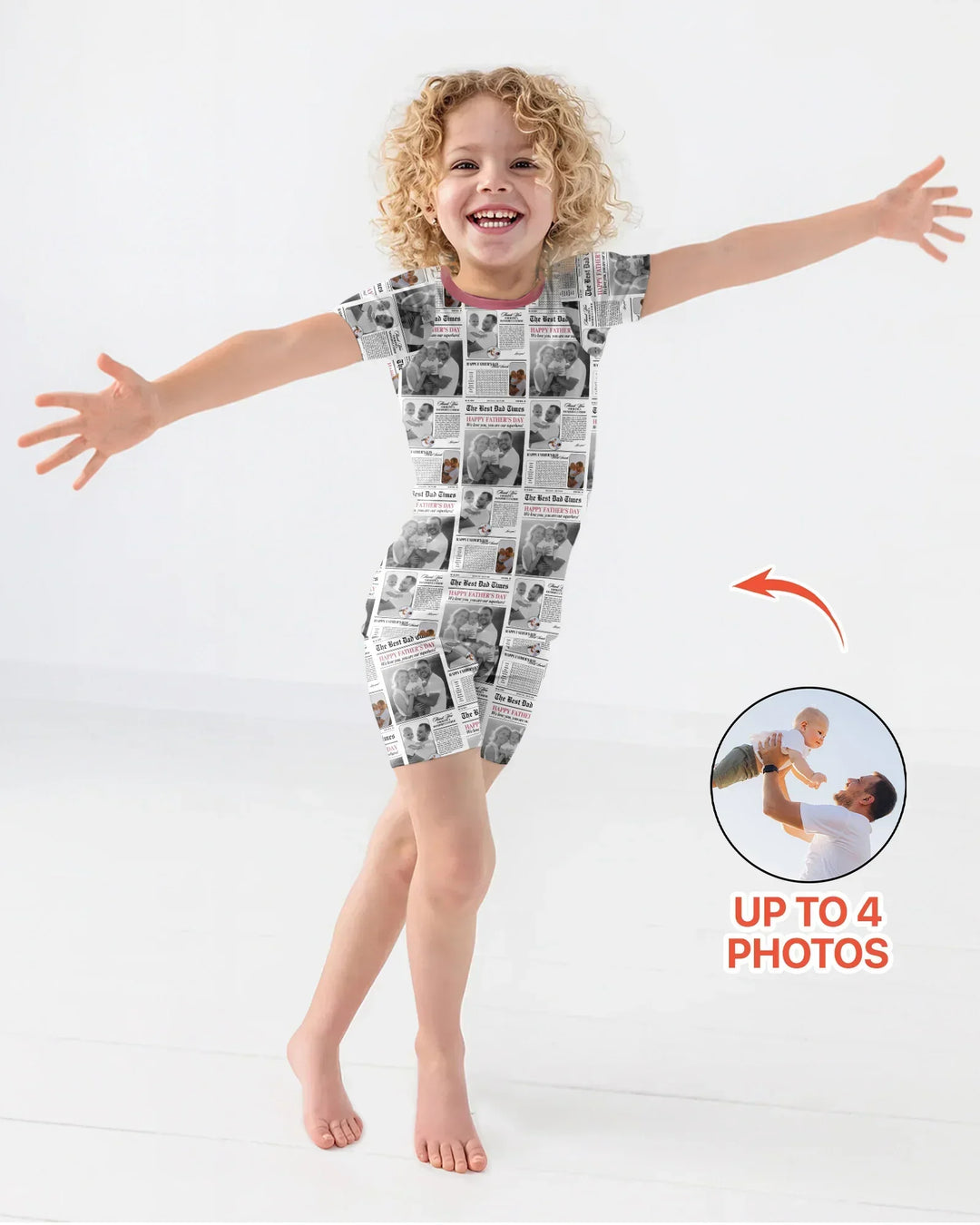 Custom Photo The Best Dad Times Bamboo Two Piece Short Sleeve Shorts Pajama Set