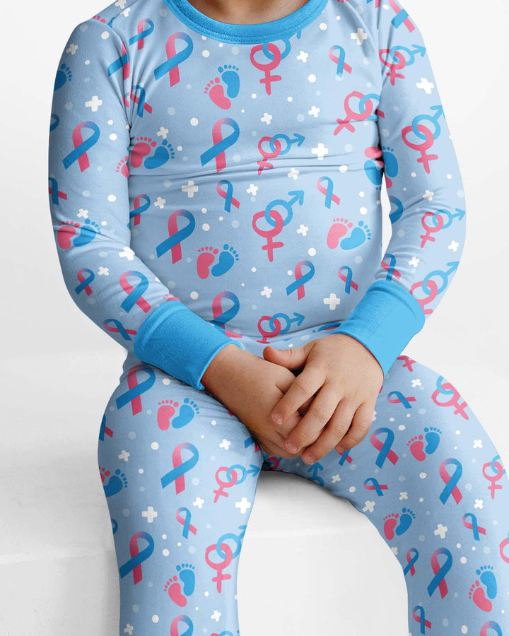 Zweiteiliges Langarm-Pyjama-Set mit Sommerfrüchten