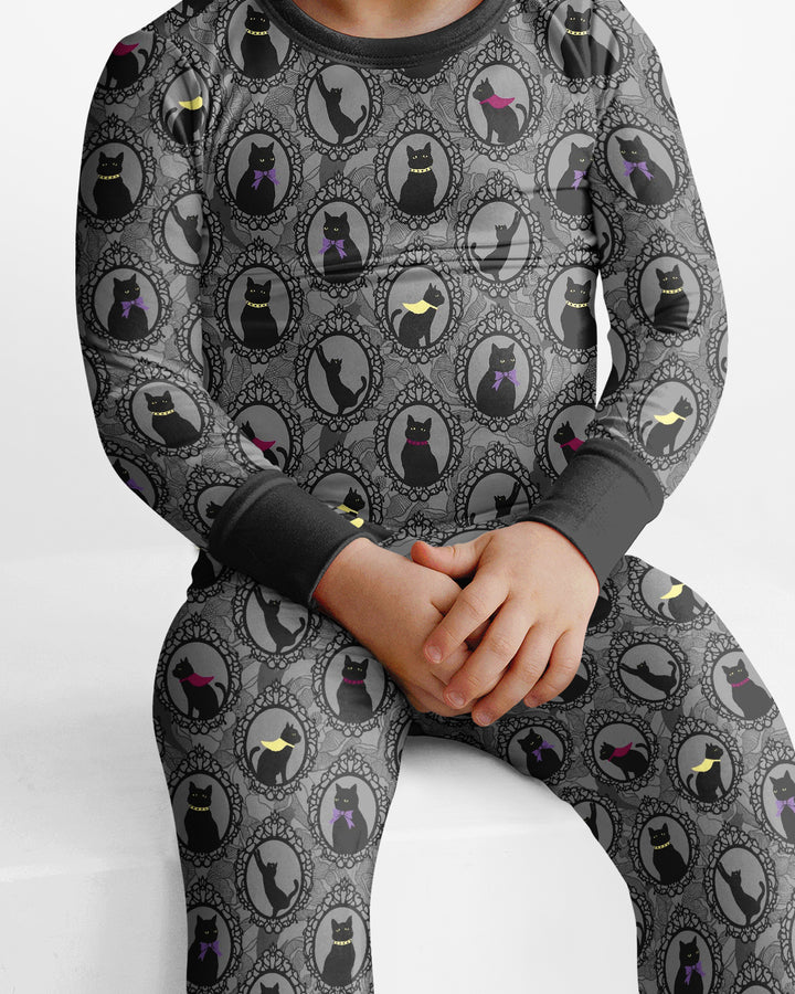 Midnight Cat Parade Bamboo Two Piece Long Sleeve Pajama Set
