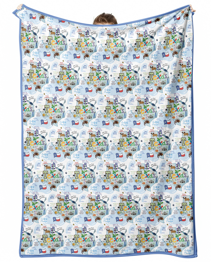 Texas Map Family Matching Bamboo Blanket