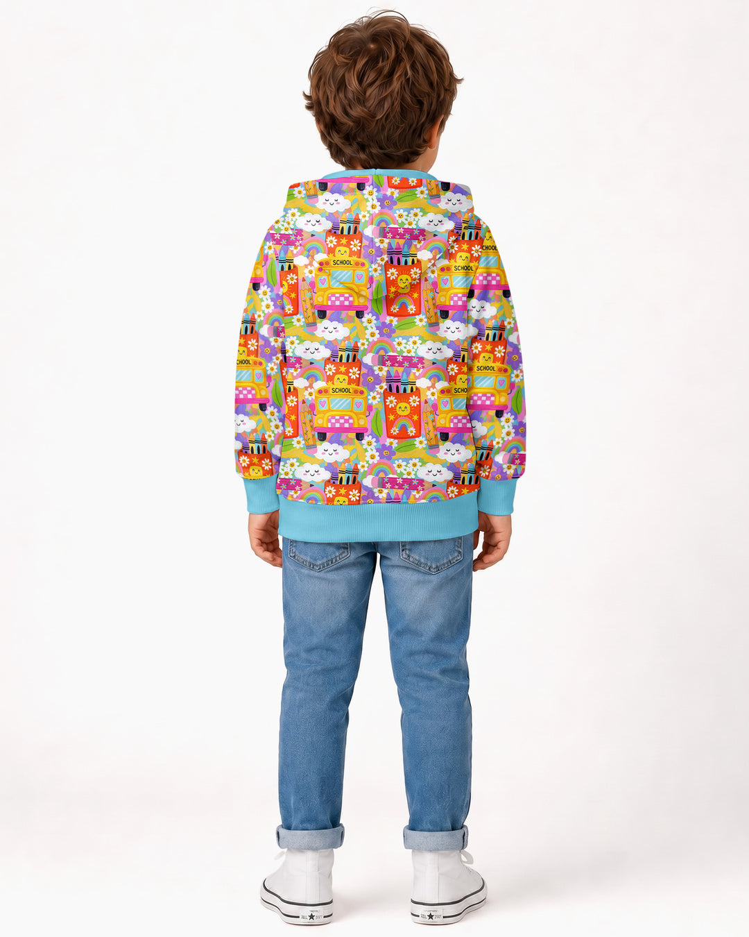 Retro Happy Classroom Bamboo Zip Hoodie