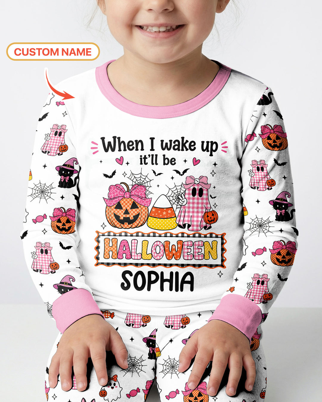 Custom Name When I Wake Up It'll Be Halloween! Bamboo Two Piece Long Sleeve Pajama Set