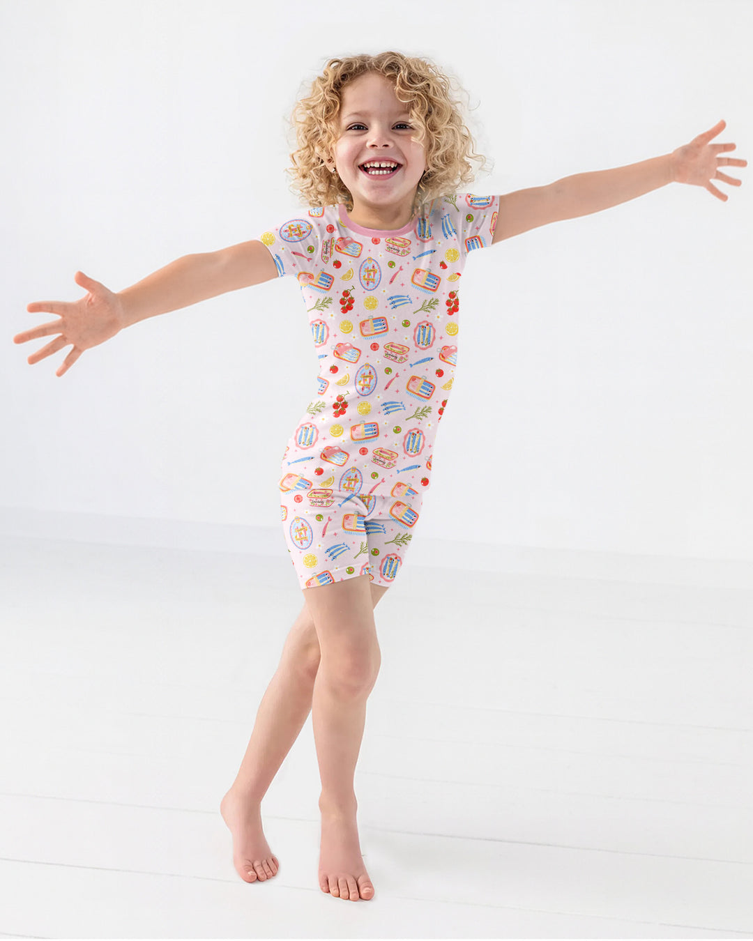 Preppy Sardines Bamboo Two Piece Short Sleeve Shorts Pajama Set