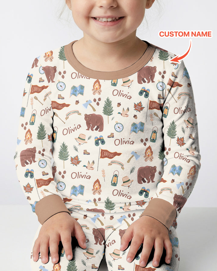 Custom Name Adventure Outdoors Bamboo Two Piece Long Sleeve Pajama Set