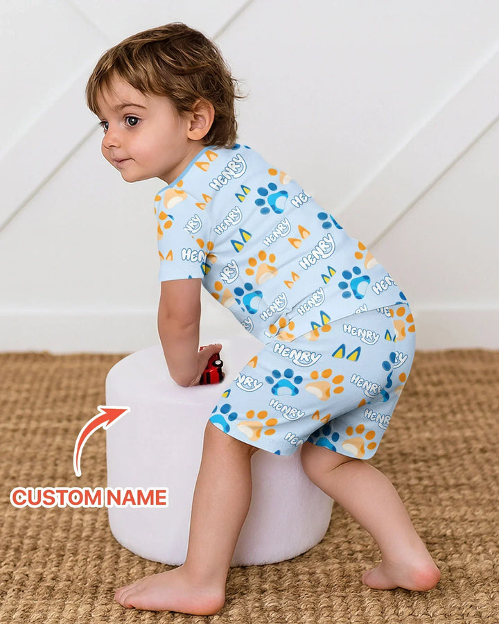 Pijama de bambú de dos piezas de manga corta con pantalón corto, plantilla personalizada