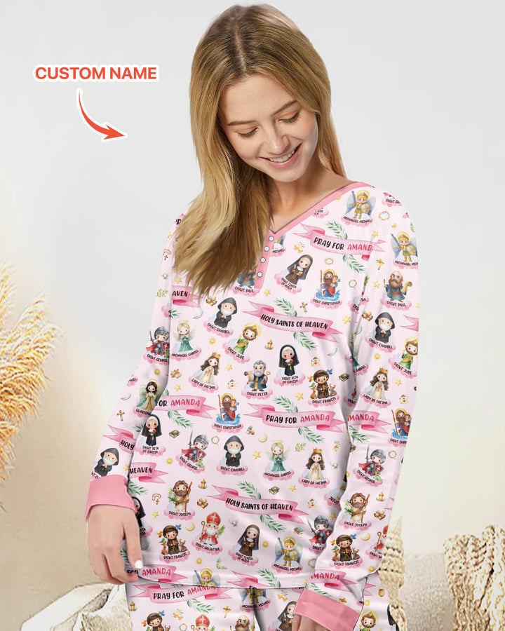Holy Saints of Heaven Custom Name Bamboo Women Pajama Set